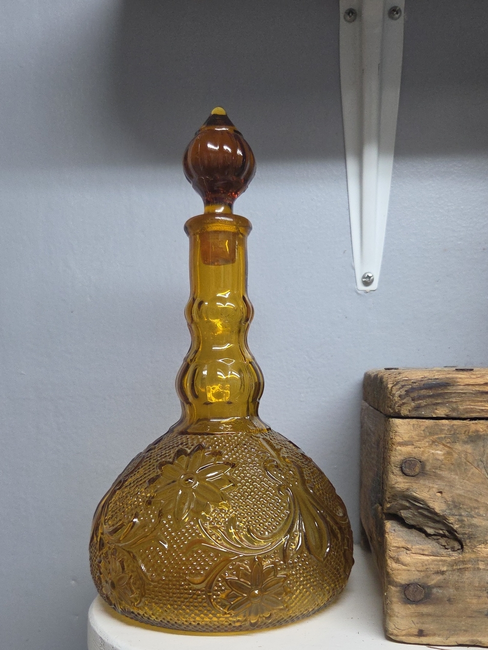 Vintage Amber Tiara Indiana Glass Decanter With Stopper